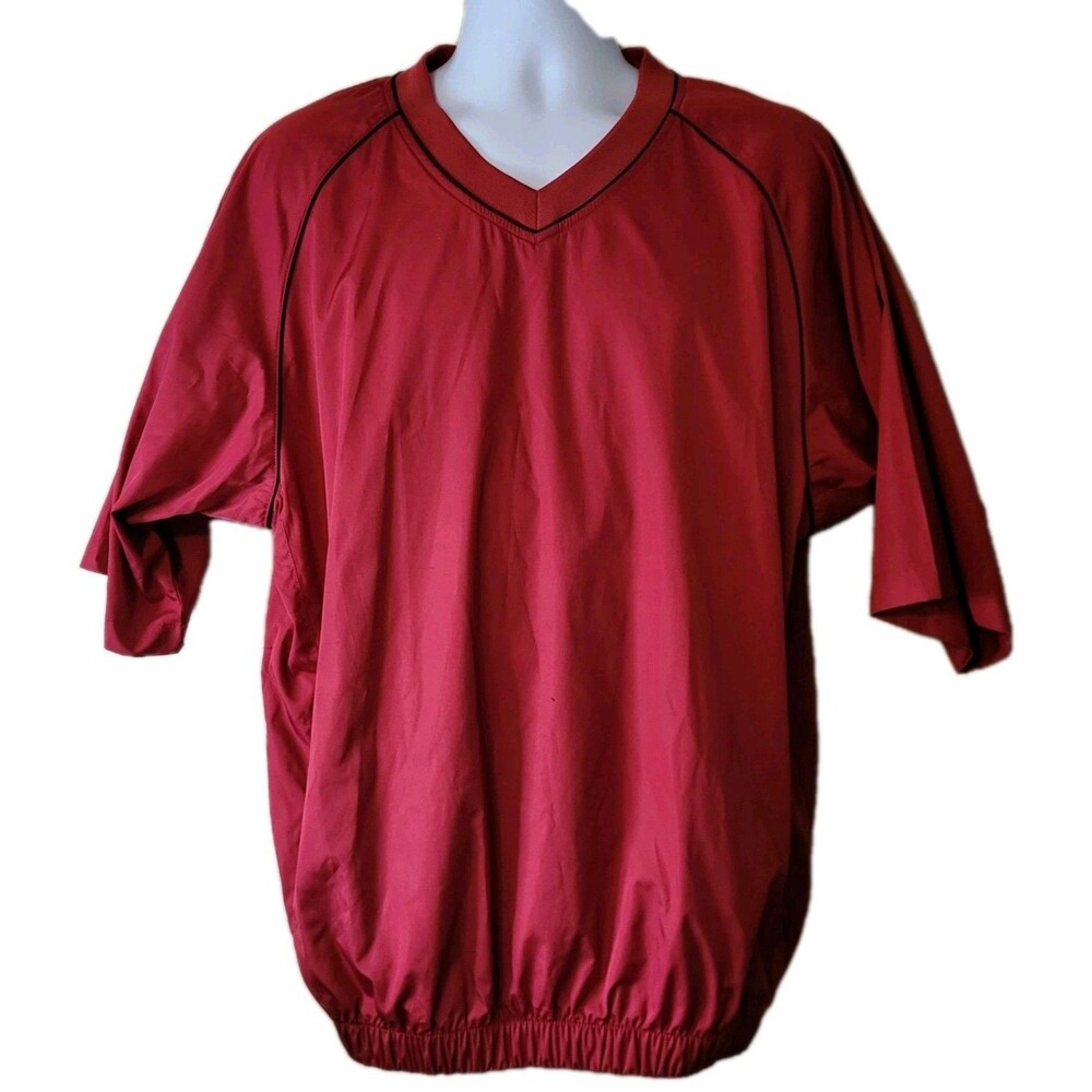 Footjoy FJ Golf Men’s Red Windbreaker DryJoy Pullover Large Half Sleeves